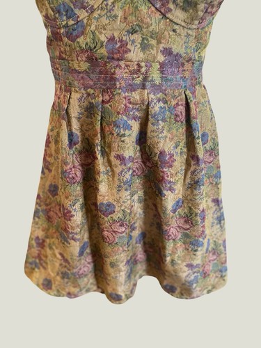 Free People Floral Jacquard Tapestry Bustier Coset Fit Flare Mini Short Dress - Picture 3 of 6