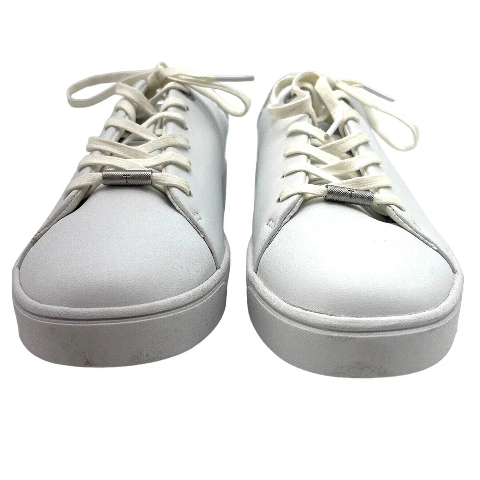 Ted Baker Zenis Trainers Ladies Shoes White Leather Silver Tipping - Size US 8 - Image 2 of 4
