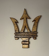 Wooden Maserati Trident Man Cave Wall Hanging Garage Vintage Car Display