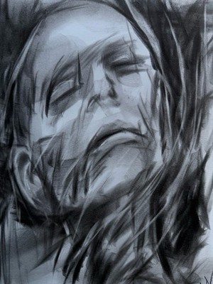 Abstract Emotional Portrait Wall Art Dark Expression Sketch Bedroom Art 11x14