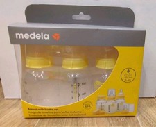 Medela Breast Milk Bottle Set 0-4 Months Slow Flow Nipple 3 Bottles 5 oz