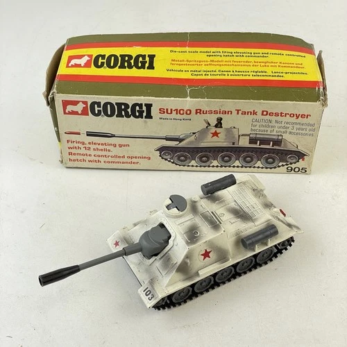 Vintage Boxed Corgi Toys 905 SU100 Tank Destroyer Box A/F