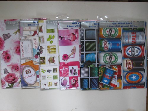 Geschenkpapier 2 Geschenkpapier & 2 Etiketten Blätter Geburtstag Anlass Stil Junge Mädchen Mann Frau - Bild 1 von 78