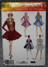 SIMPLICITY 0516 Misses 6-12 Costume Medieval Short Flare Dresses Elain Heigl