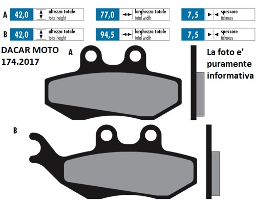174.2017 Pastillas De Freno Sinterizadas Polini Malaguti Madison 250 - Imagen 1 de 6