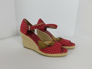 red and white polka dot sandals