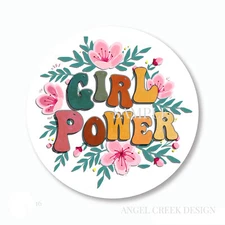 30 Girl Power Retro Scrapbook Stickers 1.5" Envelope Seals Labels Favors