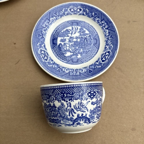 VTG Blue Willow Ware Royal China Ironstone Coffee Cup & Saucer Set