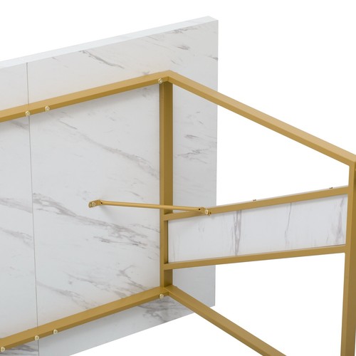 Esstisch 160x80cm Rechteckiger Marmormuster Küchentisch für 4-6 Personen Gold - Bild 12 von 13