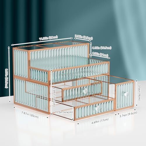 Makeup Organizer Countertop,Tempered Glass Vanity Organizer for Cosmetics, Skinc - Picture 6 of 6
