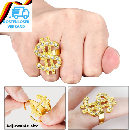 Hysagtek Zuhälter Kostüm Herren,5 Stück Goldkette Rapper Kostüm Mit Dollar Kette - Bild 3 von 12