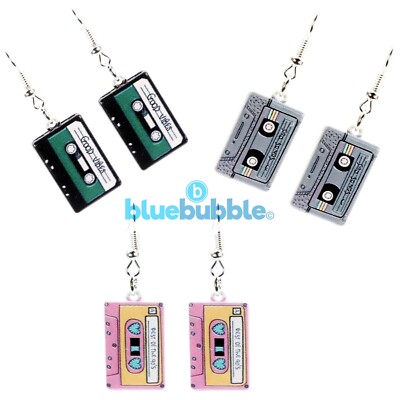 Bluebubble RETRO REWIND Mix Tape Earrings Cute Kitsch Festival 80s Disco Pop Fun