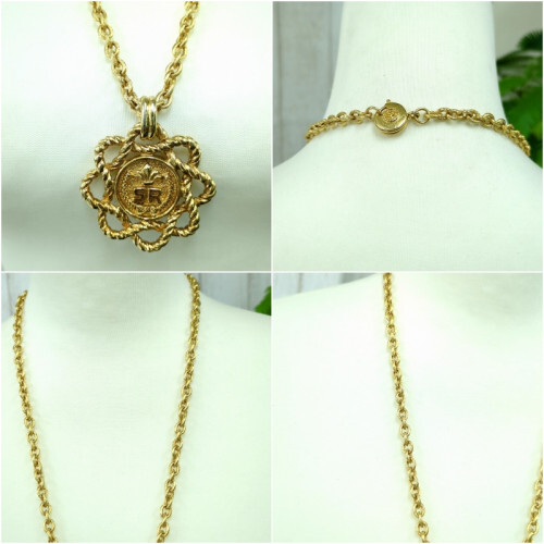 SONIA RYKIEL Gold Color Long Chain Pendant with Logo Motif