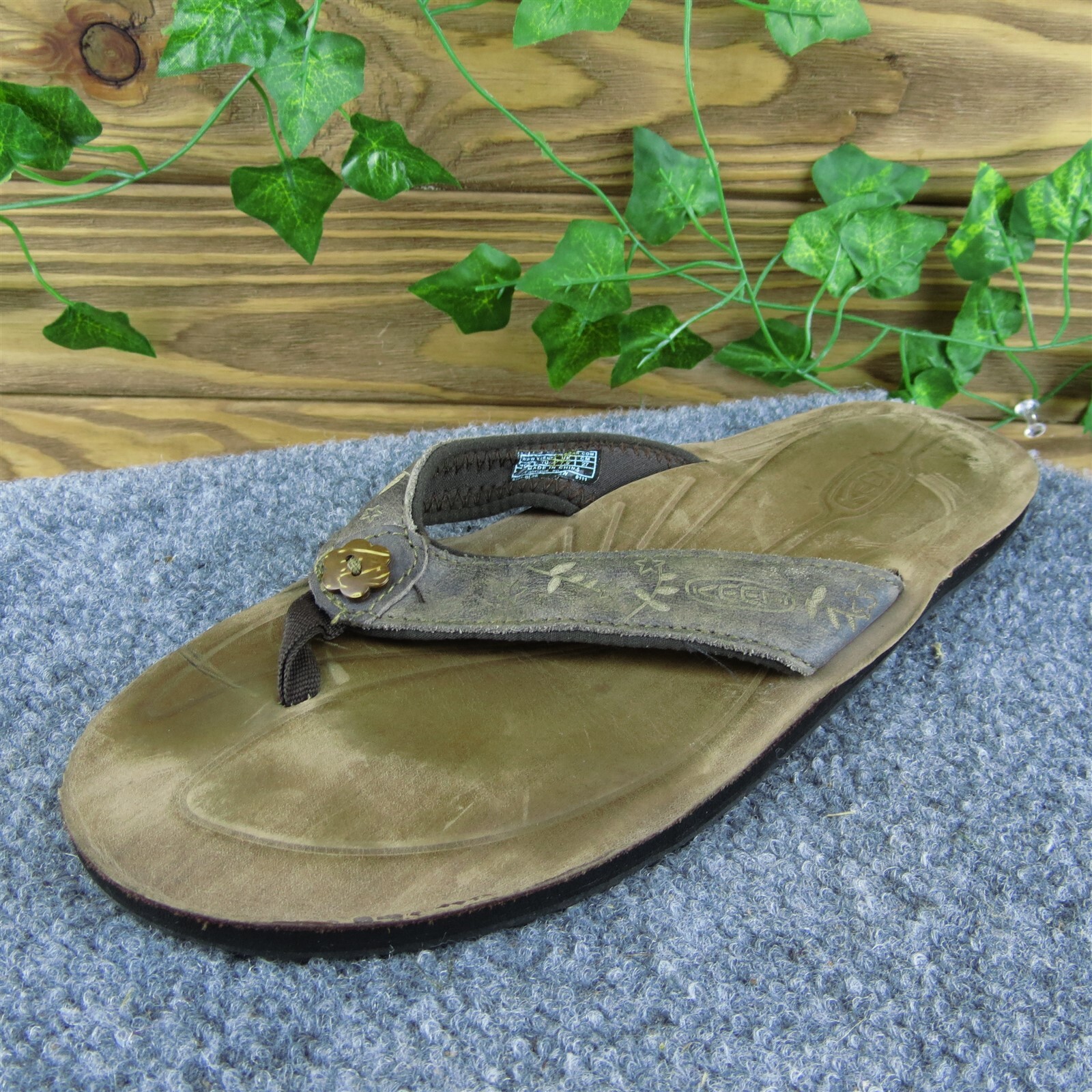 KEEN scarpe sandalo infradito donna pelle marrone taglia 10 media