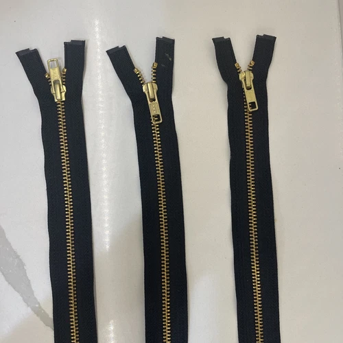 Lot Of 3 Black Medium Weight Jacket Zipper YKK #5 Brass Separating 36"