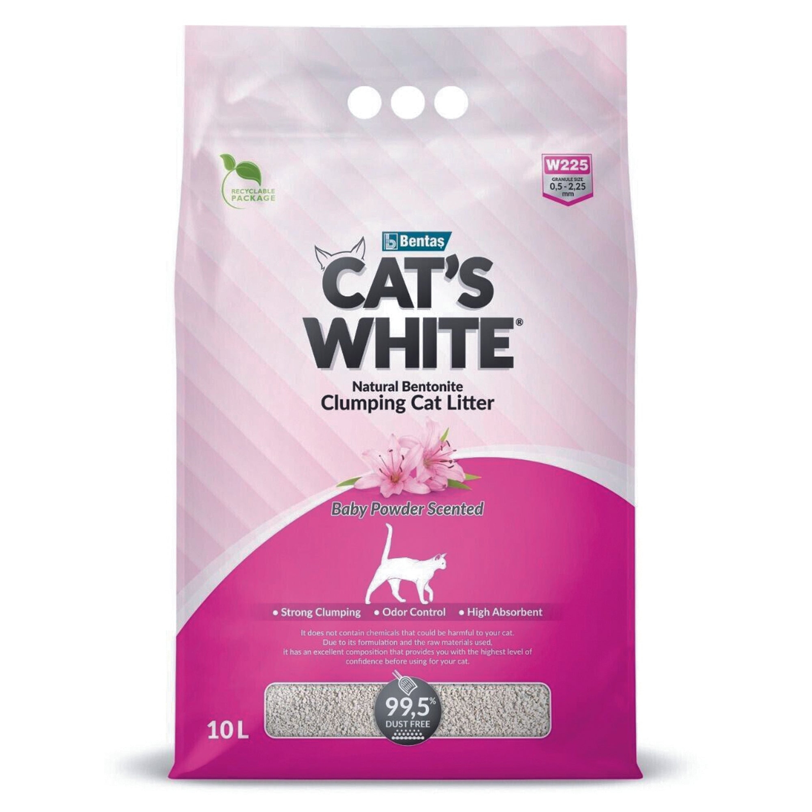 Cat's White Baby Powder Lettiera Agglomerante per Gatti e Gattini al Talco 10 L