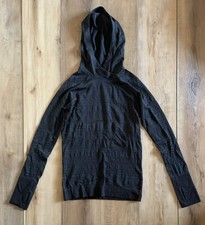 Lululemon Long Sleeve Rest Less Black Fitted Textured Sweatshirt Hoodie Workout