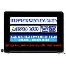 For MacBook Pro 15" A1398 Late 2013 Mid 2014 Retina LCD Screen Display Assembly