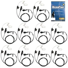 MaximalPower Headset Earpiece PTT Mic for VERTEX Radio w/ Reinforced Wiring 10PK