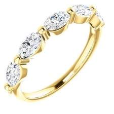 14K Gold 1.35 Carat Moissanite Forever One Oval Band Ring - Charles & Colvard 