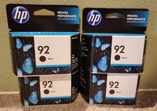 Lot of 4 Genuine HP 92 BK C9362WN Ink Cartridges Sealed New in Factory Box
