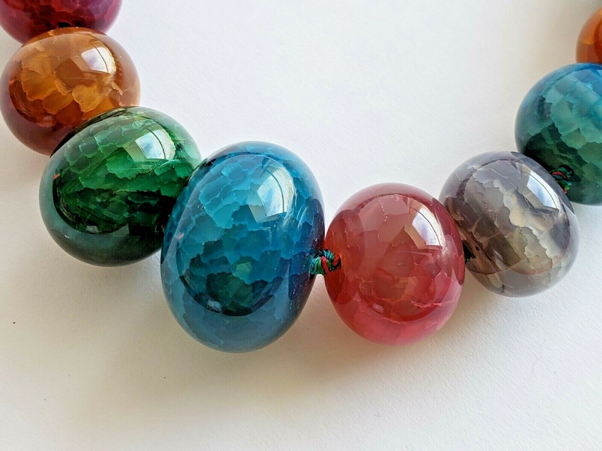 ヴィンテージ Lucas Lameth 925 翡翠 ネックレス Vintage Lucas Lameth Multi-Color Agate Stone Beaded Necklace