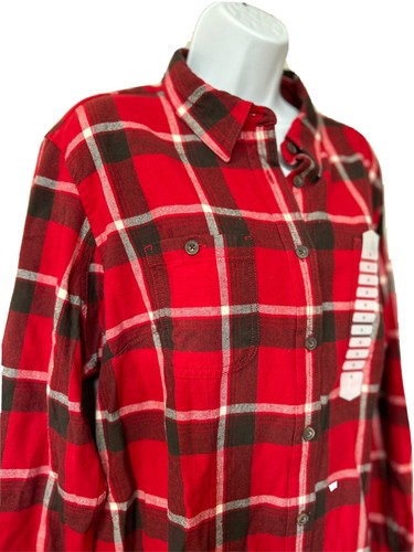 NEU Duluth Trading Company Free Swingin Flanell Shirt Damen Größe XL rot kariert
