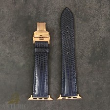 Lizard Leather Apple Watch Band for 49, 45, 44, 41, 38, 40, 42mm Butterfly Clas