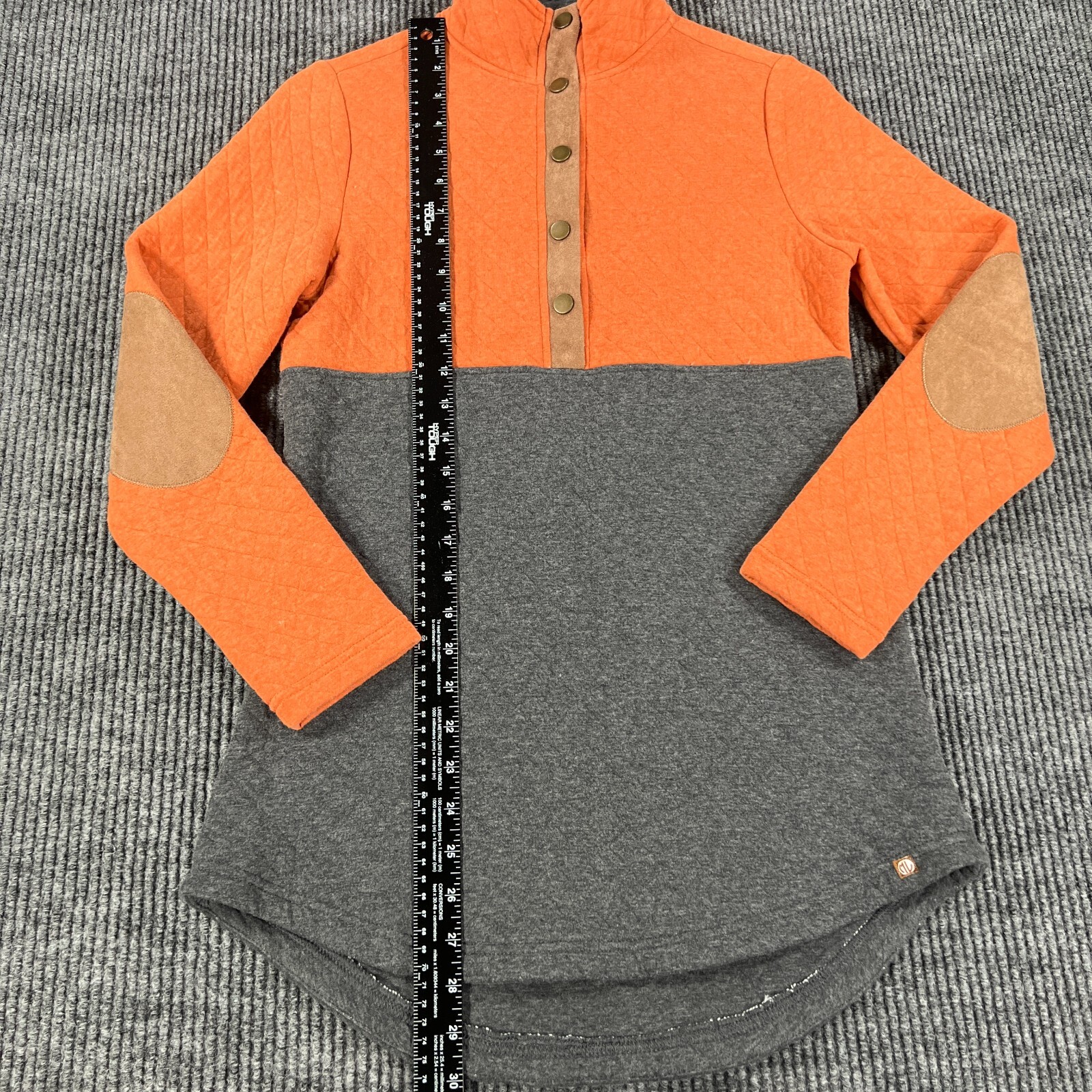 Marley Lilly Sweatshirt Womens XS Extra Small Orange Long Sleeve 1/4 Snap Casual