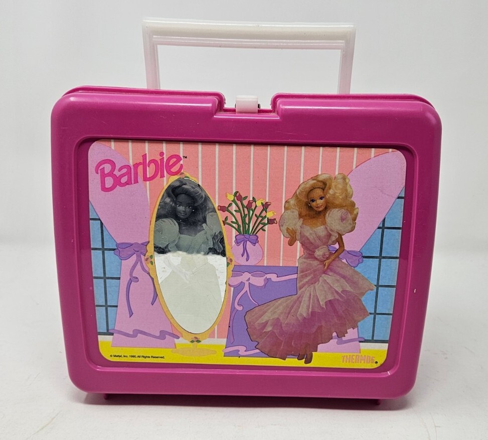 Barbie Plastic Lunch Box 1990 By Thermos Pink Mattel Vintage Excellent 90s