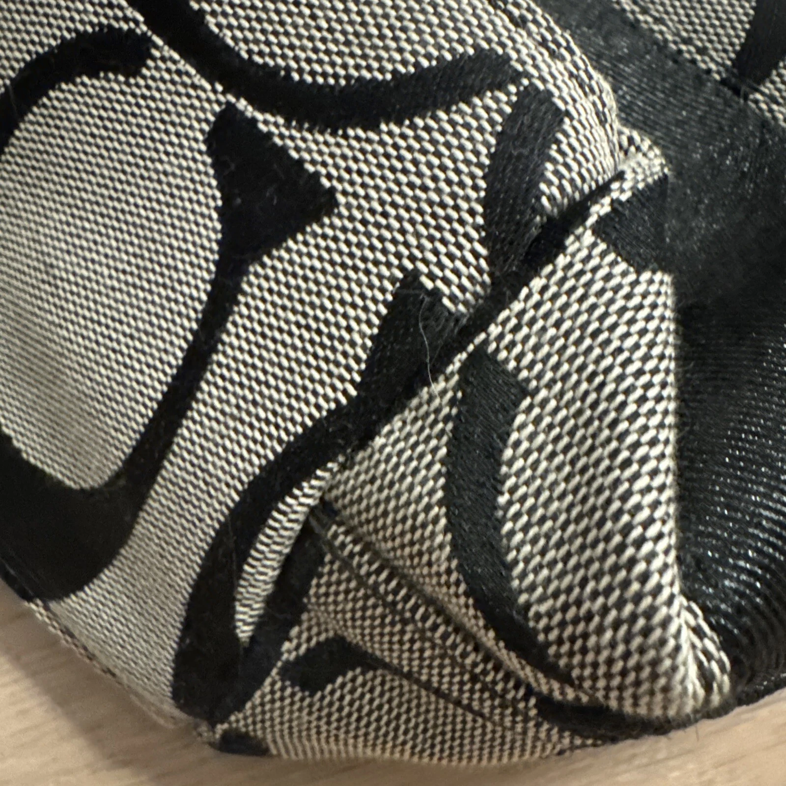 Borsa a mano Coach nera grigio firmata tela e pelle verniciata nuova con etichetta F17433