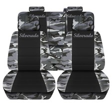 Truck Seat Covers 2014-2018 Chevy Silverado Camouflage Black Insert Seat Covers