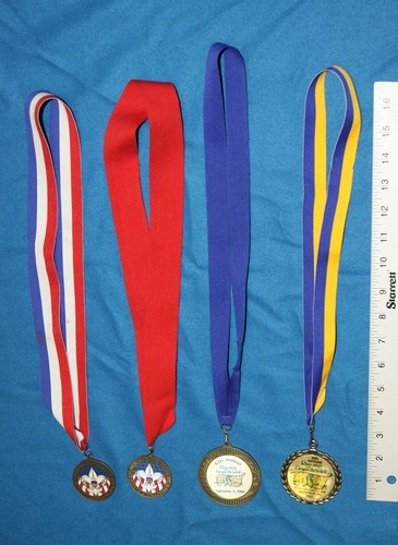 Sports Metals or prize honoring metals with ribbons - qty. 4 for 1 price