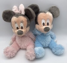 Disney Parks Baby Mickey  Minnie Mouse Fuzzy Plush Toy Set