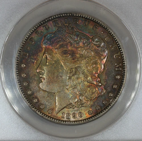 1890 S $1 AU 53 ANACS, Morgan Silver $1 Miss Liberty Head