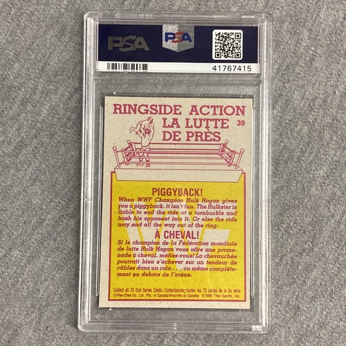 1985 O-Pee-Chee WWF Hulk Hogan Rowdy Roddy Piper Piggyback! #39 PSA 7 EX-MT RC - 第 2/2 張圖片