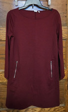 Gap Women’s Medium Petite Long Sleeve Shift Dress Casual Business Party Burgundy