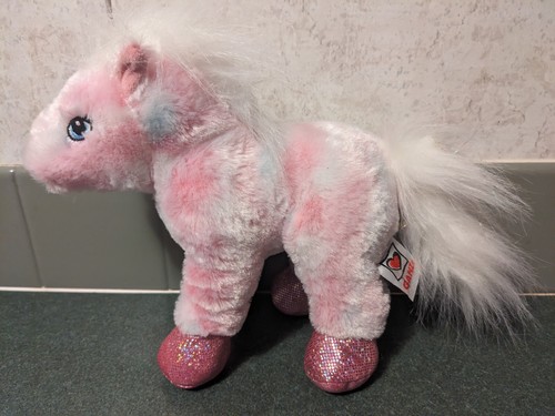 Ganz Webkinz Pink Blue Pony Plush Stuffed Animal Glittery tail HM117 No Code 8in - Picture 2 of 10
