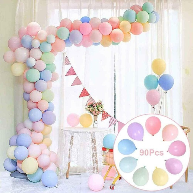 Party Pastel Rainbow Balloons Assorted 90pcs 12" Macaron