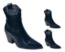 Image of Women's Faux Leather Western Cowboy Zip Ankle Boots Ladies Shoes