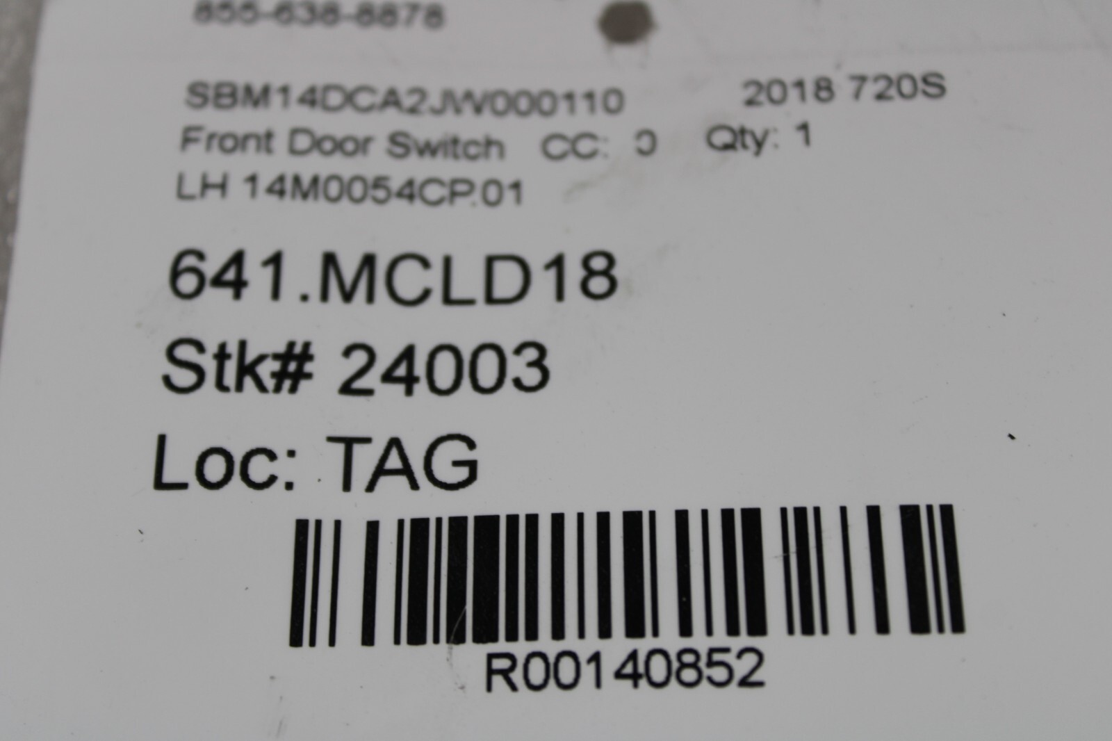McLaren 720s, Tow Switch, Used, P/N 14M0054CP