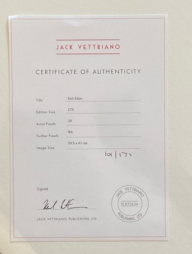 Jack Vettriano - Exit Eden - Mounted - Artist Signed Limited Edition - 101/ 175 - Picture 6 of 7