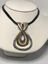 Chinco's Black Leather Necklace Pendent with Insperational Words