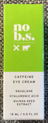 No BS Caffeine Eye Cream with Pure Hyaluronic Acid and Plant-Based Squalane Oil.
