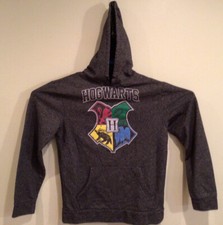 Harry Potter Hogwarts Grey Pullover Hoodie Sweater size Small LS