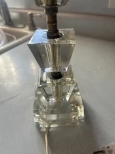 Art Deco Style 3 Tiered Clear Cut Glass Geometric Cube Lamp Underwriters Vintage