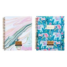 Colorful Notebook Spiral Journal Hardcover 11.25" Large Marbled OR Elephant
