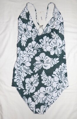 NWT Mikoh Las Pamas Classic Criss-cross One Piece Floral Green White Cheeky SM
