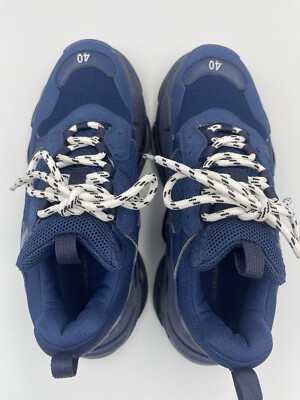 $1100 Balenciaga Triple S Fashion Sneakers Navy Blue Size Men's US