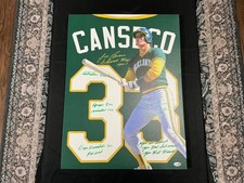 Jose Canseco Signed Custom 18x24 Canvas w/Rare 1 of a kind inscriptions jSA